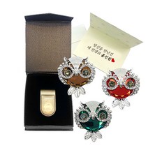 크리스탈부엉이 골프볼마크 & 골프티꽂이 퍼터키퍼 티걸이 볼마커 ( PXG 에이밍 카카오 마커그룹 황금돼지 마크앤로나 선물용품 ), 블루, 랜덤 1세트 추가