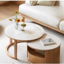 겐지 원목 테이블 거실 테이블 모던 로그 원형, C