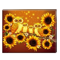 FASEN diy보석십자수 캔버스 형액자 세트 40cm x 50cm, AYW-67부엉이 해바라기요
