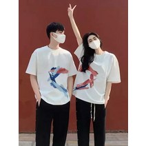 귀여운커플티 여름커플티세트 남여면티 반팔티 20대 티셔츠