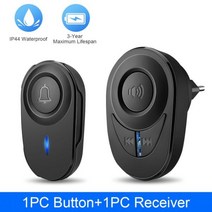 현관초인종Elecpow-야외 방수 무선 도어벨 스마트 홈 초인종 노인 비상 전화 알림 LED 플래시 보안 경, 05 Black Doorbell_02 미국 플러그