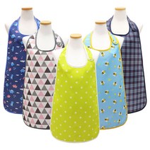 방수 바리스타 앞치마 데님 까페 공방 화방 네일샵 미용실 어린이집 선생님, 손님용 찍찍이 앞치마_스트라이프(네이비)