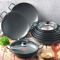 경질 코팅 전골냄비 부대찌개 매운탕 곱창 감자탕 찌개 업소용 식당 탕냄비, 블랙, 22-경질 부대찌개 냄비 34