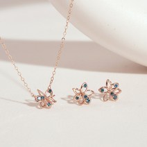 14k 아레아 천연 블루다이아 귀걸이목걸이 SET