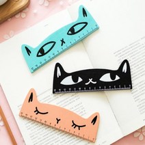 눈금자 나무 고양이 모양 문구 학용품 학교 15cm, 블랙YS000972