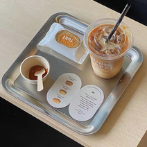 스텐 무광 사각 플레이트 2type 캠핑 홈 카페 디저트 접시 받침, 1개, 직사각