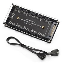 데스크탑 컴퓨터 ARGB 팬 허브 케이스 케이블 5V 3PIN PC 쿨러 분배기 확장기 섀시 4Pin D 유형 전원 포트, 01 ARGB Hub with Cable