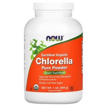 나우푸드 Certified Organic Chlorella Pure Powder 1 lb (454 g), 4 oz