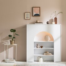 오브제 LED 벽난로 콘솔 장식장(아치형), 화이트