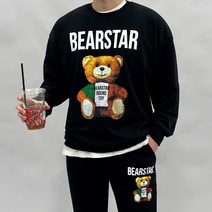 투체인지 프리미엄 곰돌이스타 남녀공용 맨투맨 일자팬츠 빅사이즈 트레이닝 상하의 츄리닝 세트
