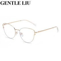 블루레이 플레이어 Cat Eye Anti Blue Light Glasses Women 2022 New Fashion Eyeglasses Frame Ladies Blo, 02 Gold White_01 With A Bag