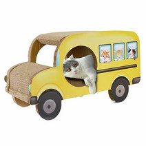귀여운 고양이 숨숨집겸 스쿨버스 스크래쳐 +캣닢동봉