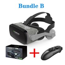 게임 가상현실 VR 3D VR 헤드셋 스마트 가상 현실 안경 스마트 폰용 헬멧 컨트롤러가있는 전화 렌즈 헤드폰, 02 Bundle B