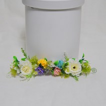 납골당 장식 일자 미니 리스 - 화이트 장미 천일홍