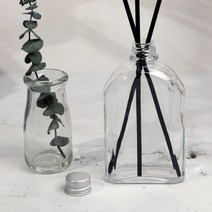 새로핸즈 디퓨저용기 유리병 모던 스퀘어 알루미늄 실버캡 200ml, 단품