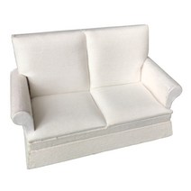 GHSHOP 1:12 미니 인형 집 가구 소파 미니어처 시뮬레이션 어린이 DIY 재생, 12.7x6.4x7.8cm, 나무 천으로, 화이트