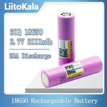 리플레이 LiitoKala-100% 신제품 오리지널 리튬 INR18650 충전용 배터리 3.7V 18650 3000mAh 30Q li-ion, CHINA, 20pcs