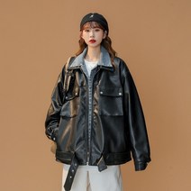 모터사이클자켓 바이크자켓 레이싱 가죽 자켓 할리 오토바이 여성 겨울 플러스 벨벳 힙합 하이 스트리트 새로운 2023 pu 비행 빅사이즈, 검은색, l
