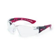 볼레 세이프티(Bollé Safety) 41080 Rush+ 보안경 플래티넘® 블랙 & 레드 프레임 투명 렌즈, Clear, Black Red