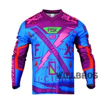 브러쉬 미니 드릴 오토바이 티셔츠 긴팔티 탱황 섬세한 여우 180 vicious mx jersey motocross 기어 세트 레이싱 사이클링 라이딩 오프로드 흙 자전거 성인, L, 보라