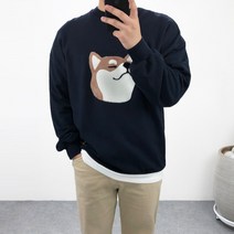 엠클로 오버핏 특양면 시바견 패치 맨투맨 남여공용 티셔츠 5컬러(기모)