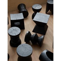 촬영스툴 블랙탄화 원목 스툴체어 카페 인테리어, 총알 40xH45cm 카본 블랙