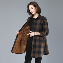 여성기모셔츠 융털 체크남방 하늘비즈 A25 N436C508