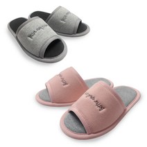 워셔블 레터링 거실화 2종 세트, 핑크(남녀공용), 그레이(남성용), 1개