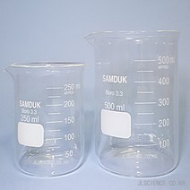 국산 경질1급 강화유리 실험실 비이커 25ml~500ml, 비이커 500ml (SD.110150)