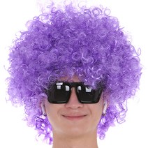 점보 가발 퍼플 파티 광대 삐에로 디스코 변장 용품, 단품