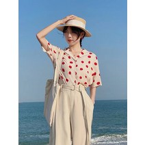 여성 도트 블라우스 땡땡이 캐주얼 셔츠