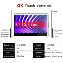 휴대용 포터블 모니터 Bimawen 휴대용 모니터 터치 스크린 C타입 USB HDMI 호환 노트북 Xbox 스위치 게, 03 15.6inch 4k touch_03 AU 플러그