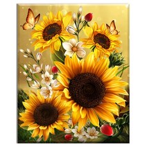 FASEN DIY 보석십자수 캔버스 형액자 세트 40 x 50cm, 40*50 cm, K028 활짝 핀 해바라기