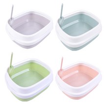 고양이 사막화방지 평판 오픈형 네모 화장실 4colors, 초록색