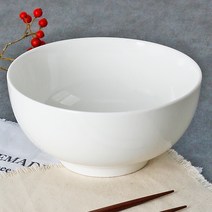 모던 중식 면기 도자기 라면기 비빔밥 국수 짜장면 짬뽕 냉면 라면 우동 그릇, 흰색, 1개