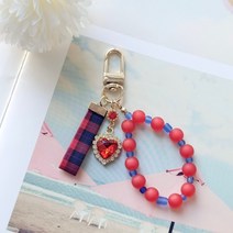 아크릴 비즈 열쇠고리 하트 크리스탈 블링 에어팟 버즈 키링