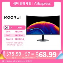 차량용모니터 후방카메라모니터 헤드레스트모니터 KOORUI 커브드 PC 게이머 Led 노트북용 1080p HD 게이밍 HDMI 호환 60hz 24 인치, 1.Black - EU 플러그