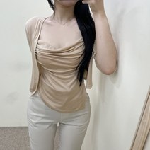 VANANA2 국내제작 여성용 데일리 캐주얼 스판 쫀쫀 언발 셔링 나시 가디건 투피스 세트 3color