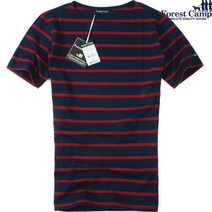 [FOREST CAMP]Boat-Neck 스트라이프 보트넥 반팔티[FCTH4241-Navy Red]