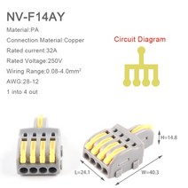 입력 출력 스플리터 퀵 스프링 스플라이싱 와이어 커넥터 전기 케이블 터미널 블록 푸시 인 조작 레버, 100개, f14ay