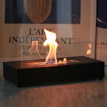 Reminox 레미녹스 내열 강화 유리 바이오 에탄올 난로 실내불멍 가정용불멍 캠핑난로, 사각, 블랙