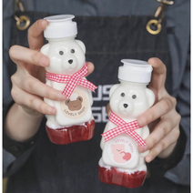 곰돌이 물병 327ml 귀여운 베어보틀 유치원 답례품 아이돌 홀더컵, 화이트캡 곰물병 327ml
