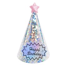 별장식 생일고깔모자 [홀로그램 실버], 단품