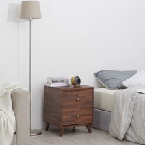 슬림 틈새 공간 다용도 서랍장 미니 협탁 2단 폭 400, 다크엘다