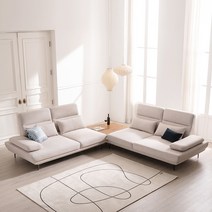 헤이미쉬홈 몽드 6인용 아쿠아텍스 이지클린 조야 패브릭 모듈 카우치 스윙 소파, 크림아이보리, 6인용 스윙소파+소파테이블 2개