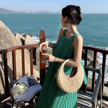멜빵 롱 스커트 루즈핏 원피스 민소매 원피스 Whr0580