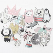 3D 열전사지]사자 코끼리 펭귄 부엉이 동물 19종(97111)의류 열전사지 스티커, 17.볼빨간사슴