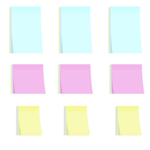 색깔 메모지 4색 100매 무지 색지 종이 다꾸 감성메모 사무실, 소형 중형 대형 각 3세트