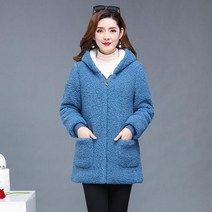 박시롱코트 캐시미어 웰론 마담 엄마옷 하프기장 두터운 융털 라이크 램스 울 과립 융단 여성 4351791565, 4XL 건의 155 근 이하, 추가 면 두터운 융털 블루