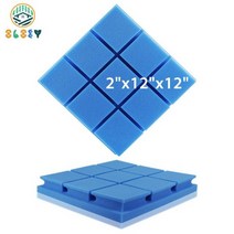 방음판 방방음 흡음제 문 격리 벽 스티커 패널 개 방음 스튜디오 어쿠스틱 처리 폼, 24 Pcs, PMFK3x3-Blue, High Density